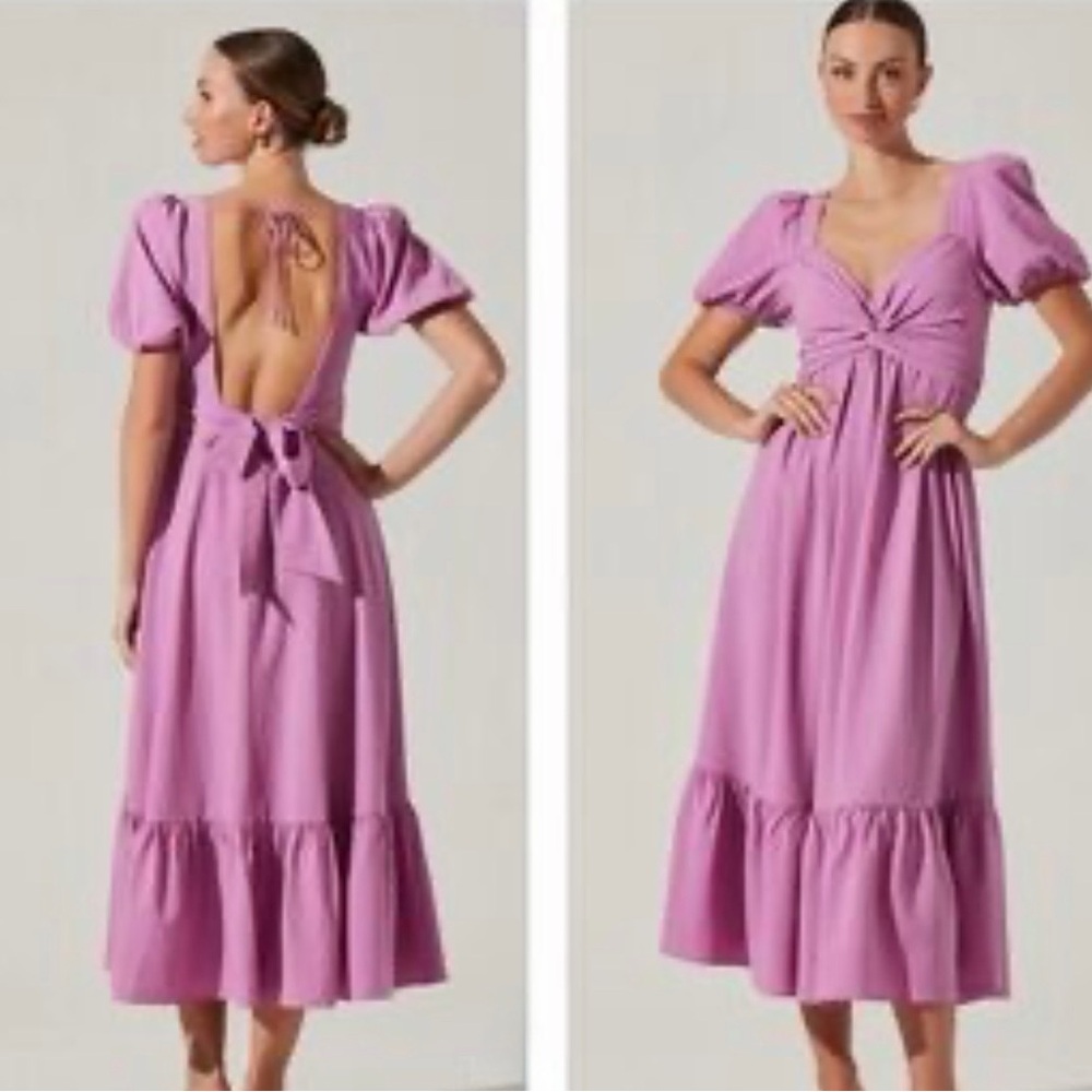 ASTR THE LABEL Anthropologie Tie Back Puff Sleeve Ruffle Dress size XS/S NWOT